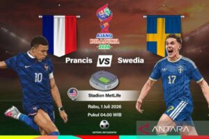 Prancis vs Swedia: Prediksi Skor, Susunan Pemain, Head to Head, Statistik, dan Peluang Lolos ke Babak 16 Besar Piala Dunia 2026